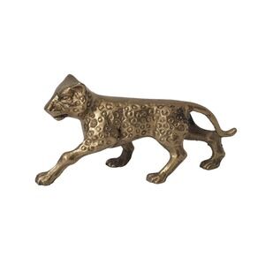 Vintage Mid Century Solid Brass Prowling Leopard Cheetah Panther Figurine 6"